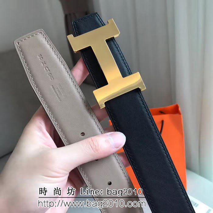 愛馬仕HERMES REVERSIBLE LEATHER 雙面可用高端男士皮帶 HHG1684